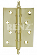 Картинка Петля врезная стальная RENZ 100- 4BB CH PB 4 подшипника декоративный колпачок латунь блестящая